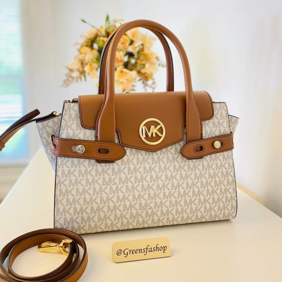 Michael Kors Purse Carmen Medium Flap Satchel shoulder bag vanilla - Picture 10 of 11